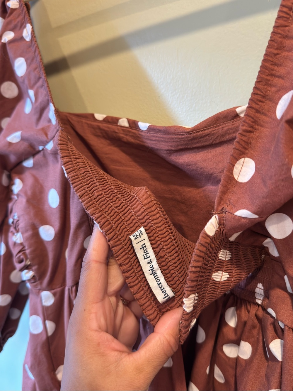 Abercrombie & Fitch Rust Polka Dot Square-Neck Mini Dress - Picture 4 of 5